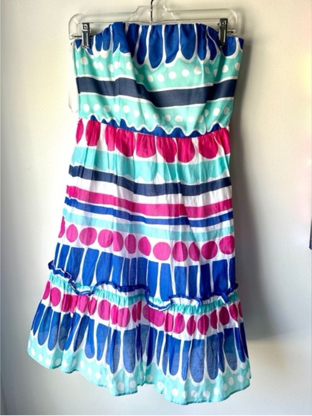 Vineyard Vines Blue, Pink & White Strapless Dress - Picture 2 of 4